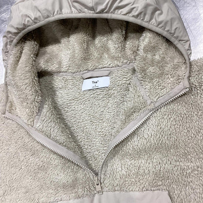 Tna Cozy Sherpa Half-Zip Hoodie Jacket Beige Size S