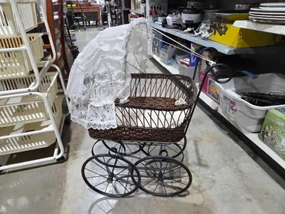 Vintage Iron/Wicker Doll Pram