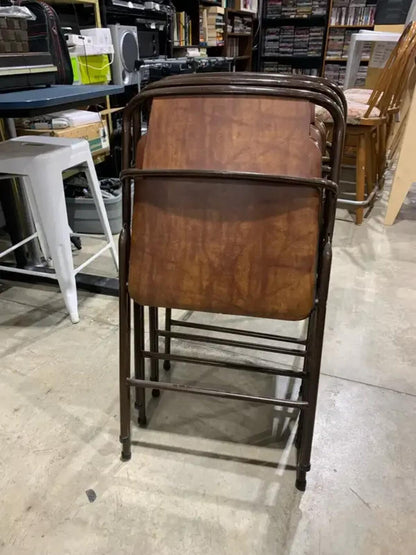Set of 4 Vintage Brown Folding Chairs