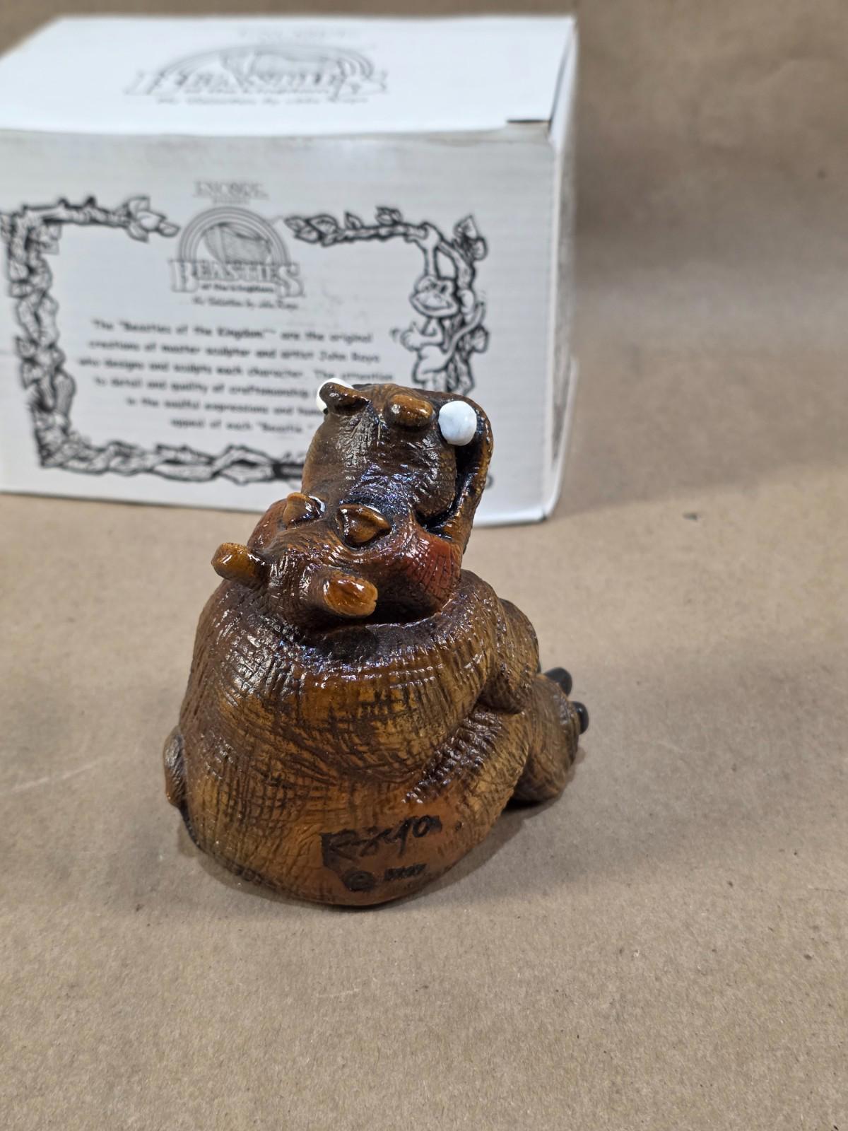 Vintage John Rays Beasties Kingdom Hugo Hippo 1987 Resin Figurine Hippopotamus