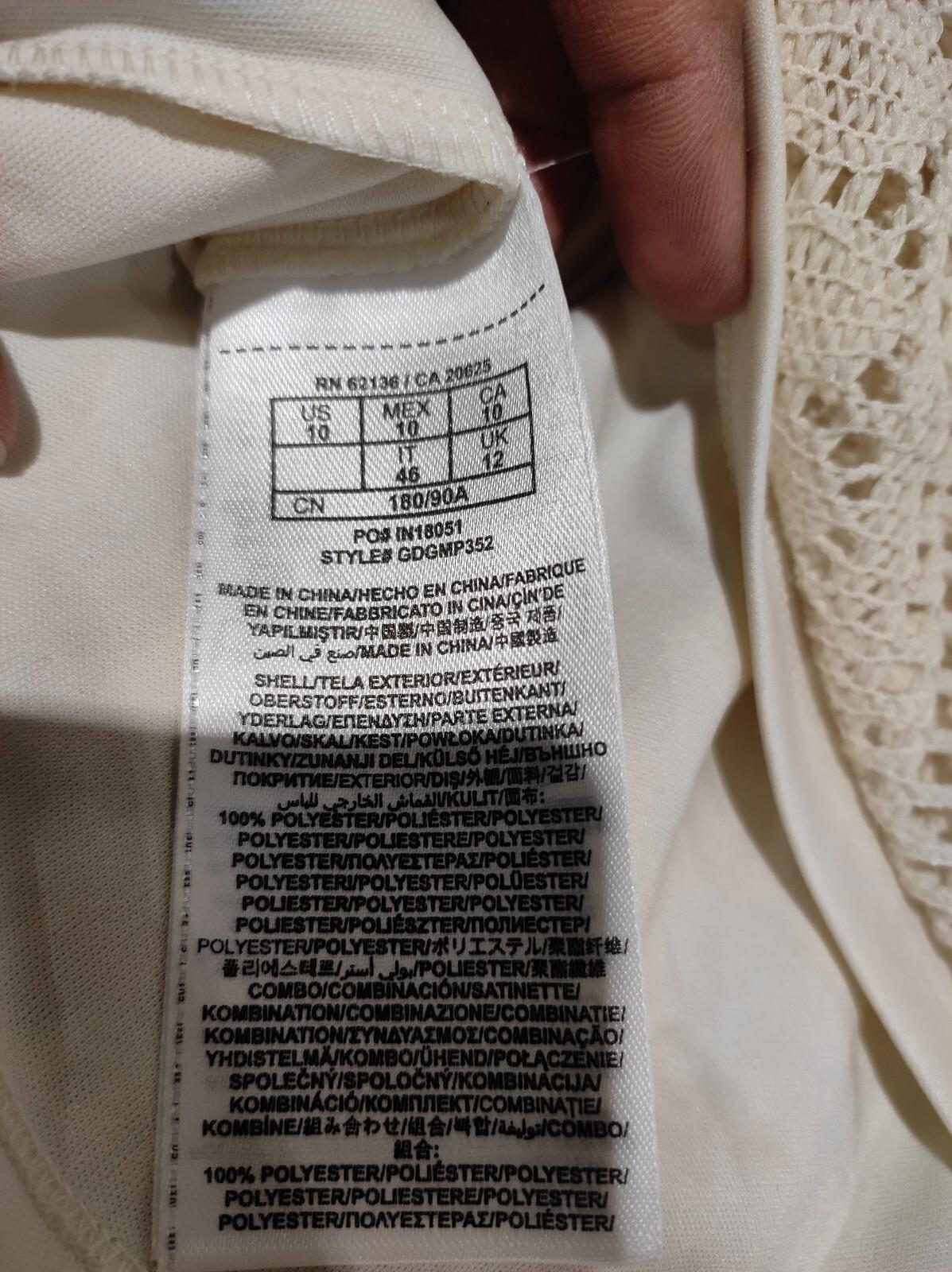 Robe Guess Diego pour femme, taille S, ivoire crème, longue en crochet, idéale pour l’été et la plage