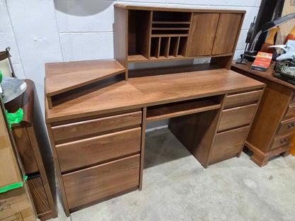 Wood Desk with Hutch