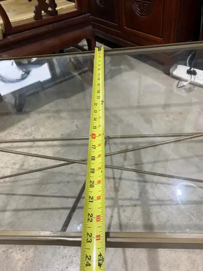 Glass Coffee Table with Indistrial Gold Bar Styled Trim