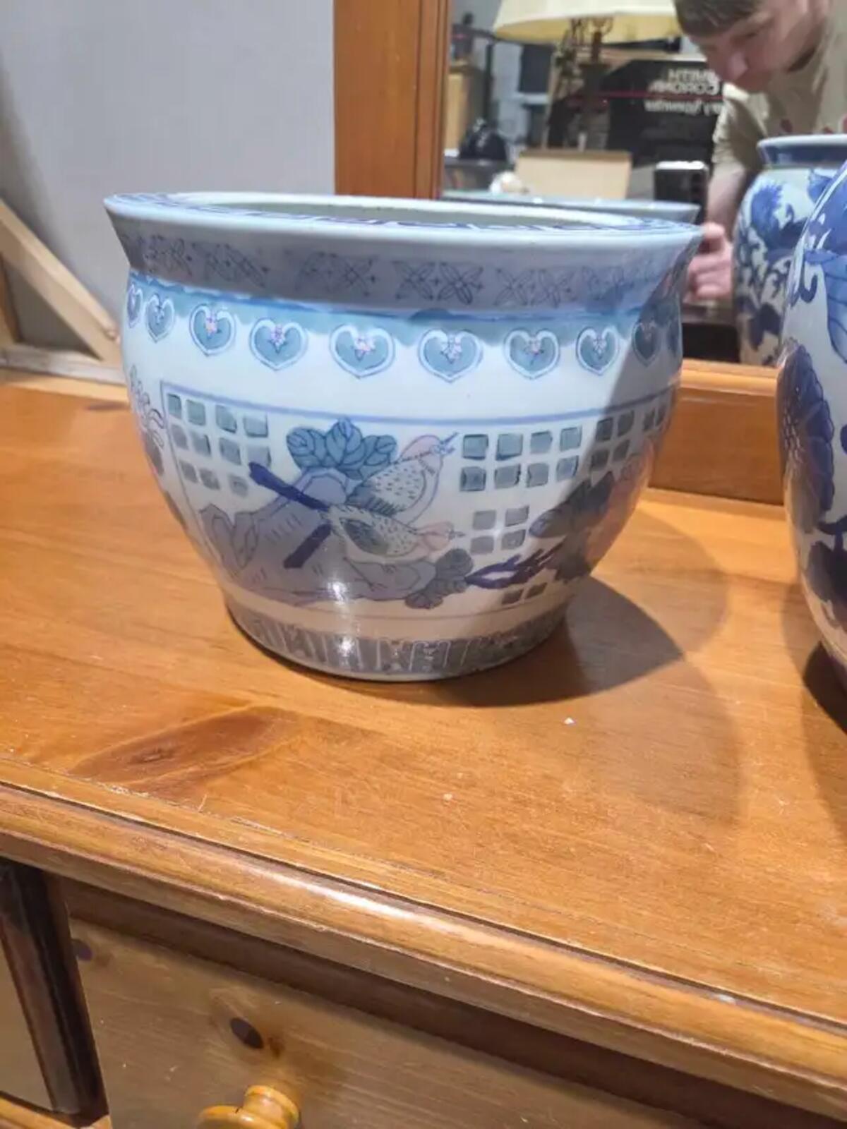 Asian Ceramic Planters Set
