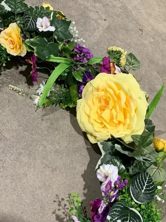 Yellow and Purple Summer Wreath 40”