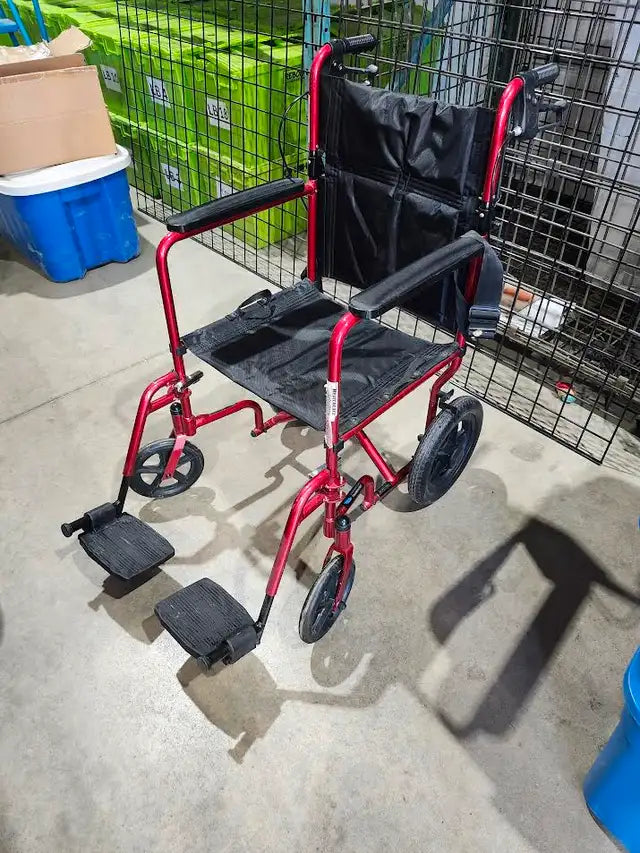 Red Lightweight Transport Wheelchair