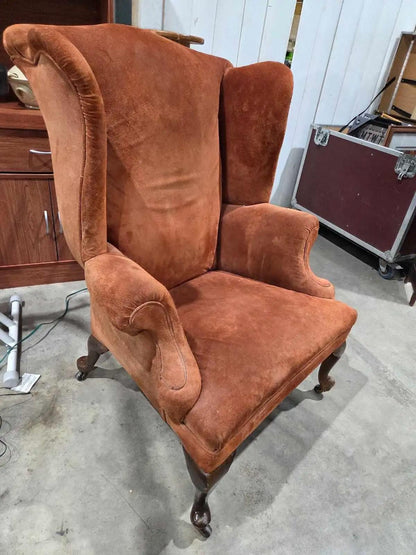 Vintage Suede Wingback Chair
