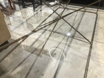Glass Coffee Table with Gold Trim Industrial Style
