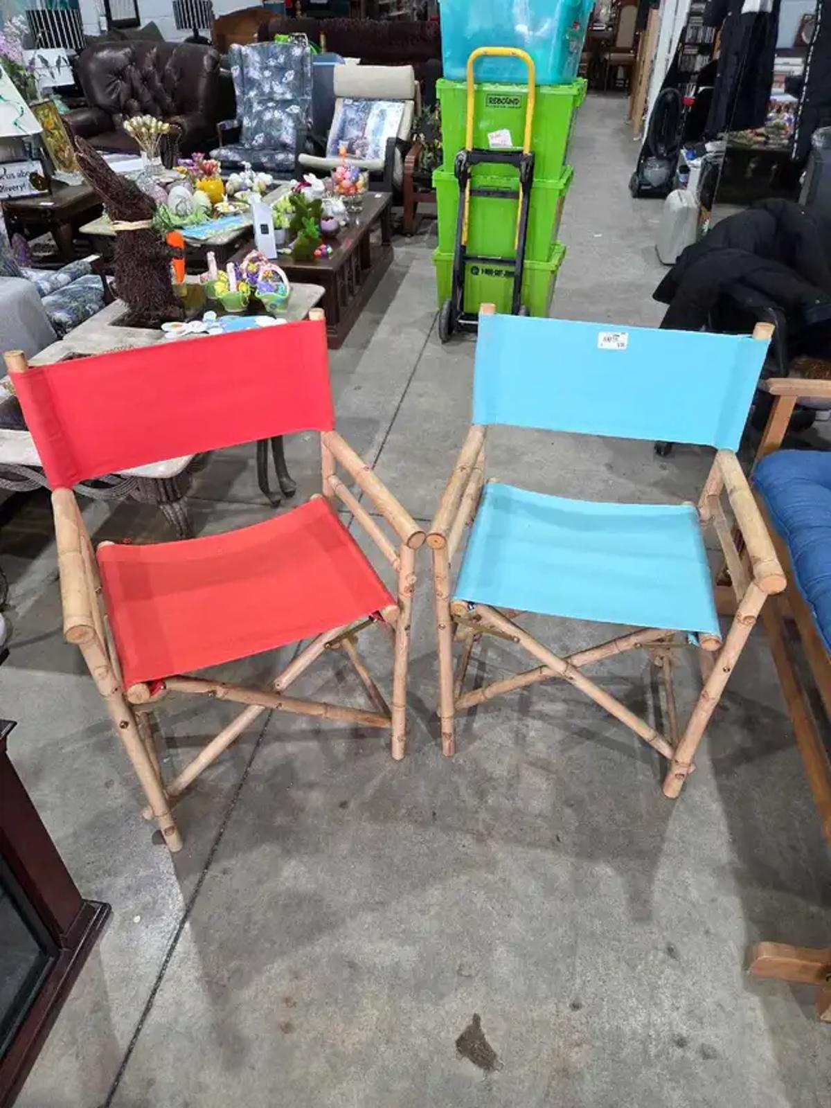 Folding Bamboo Director Chairs - 2 Available