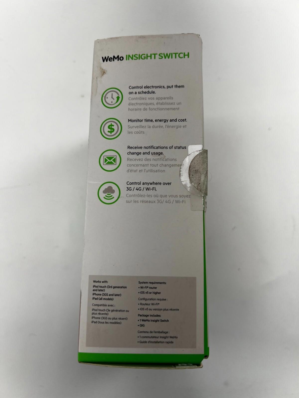 Prise connectée Belkin WeMo Insight Switch avec Wi-Fi - boîte ouverte