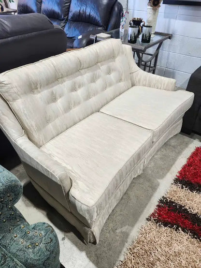 Vintage Cream Fabric Loveseat