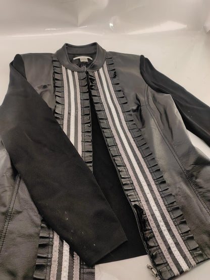 Peter Nygard Black Leather Combo Jacket  - Size L