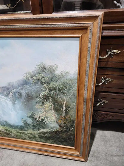 Framed Original Waterfall Painting 54x30
