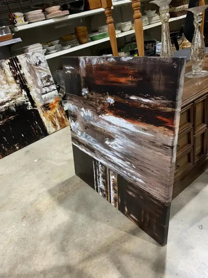 Dark Maroon Abstract Canvas Wall Art