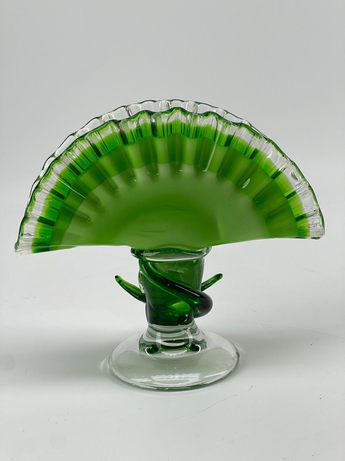 Mid-Century Murano Table Cloth Holder - Green Glass