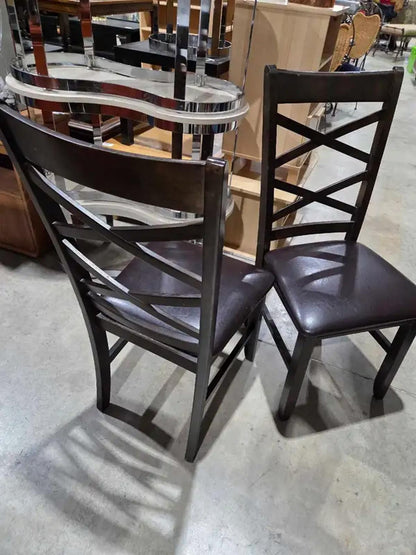 Dark Brown Wood/Vinyl Dining Chairs