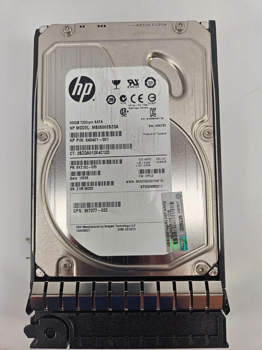 HP MB0500EBZQA 500GB Internal 7200RPM 3.5" (649401-001) HDD *Not Tested*