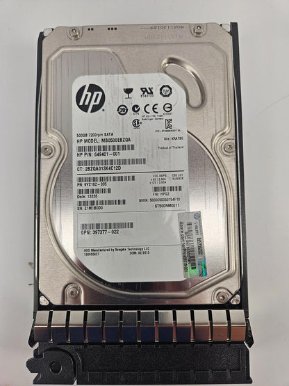 HP MB0500EBZQA 500GB Internal 7200RPM 3.5" (649401-001) HDD *Not Tested*