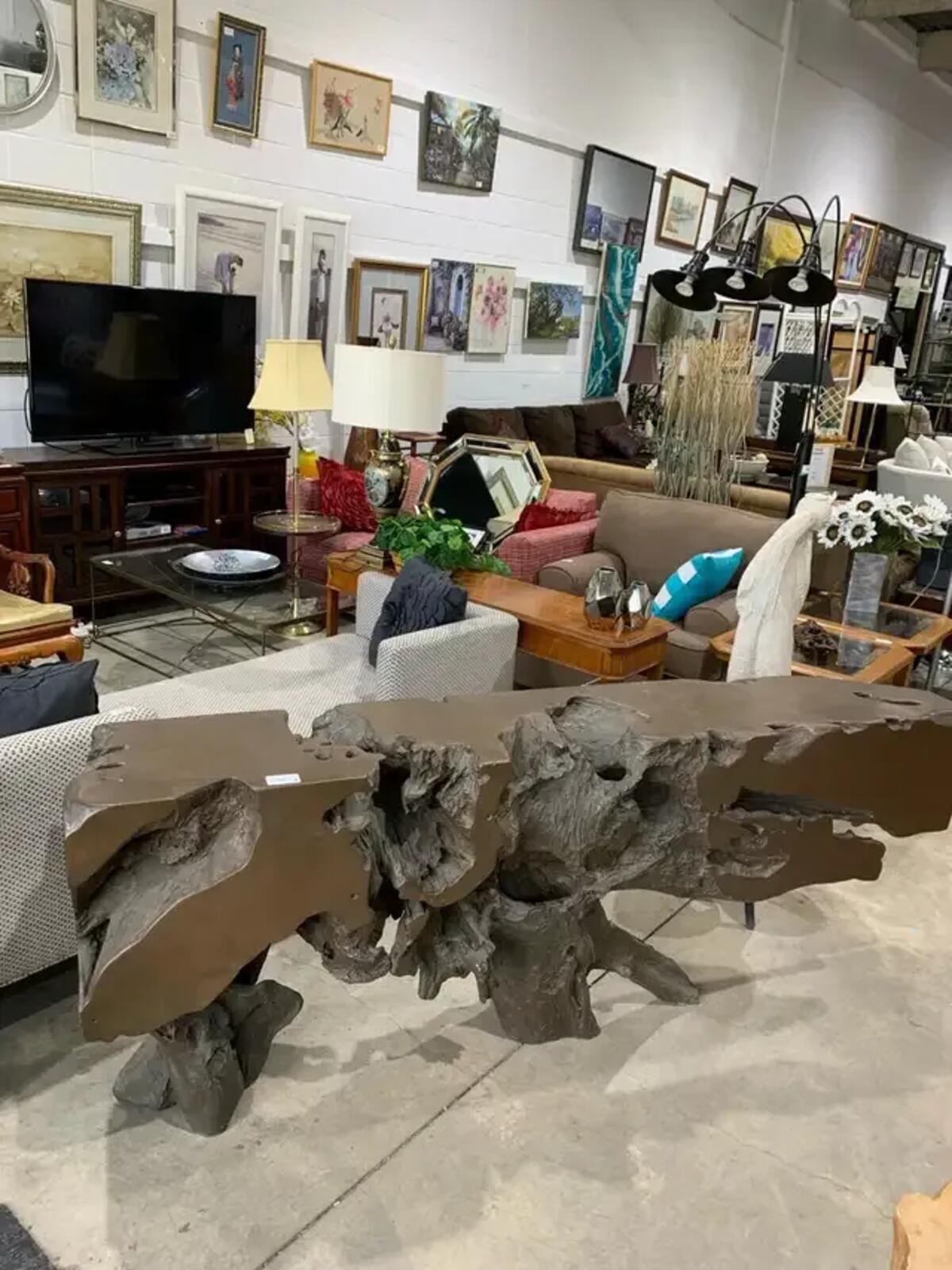 Live Edge Root Console Table