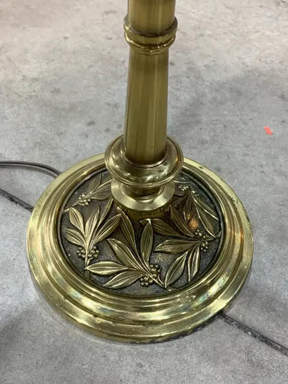 Vintage Floor Lamp with round wood shelf