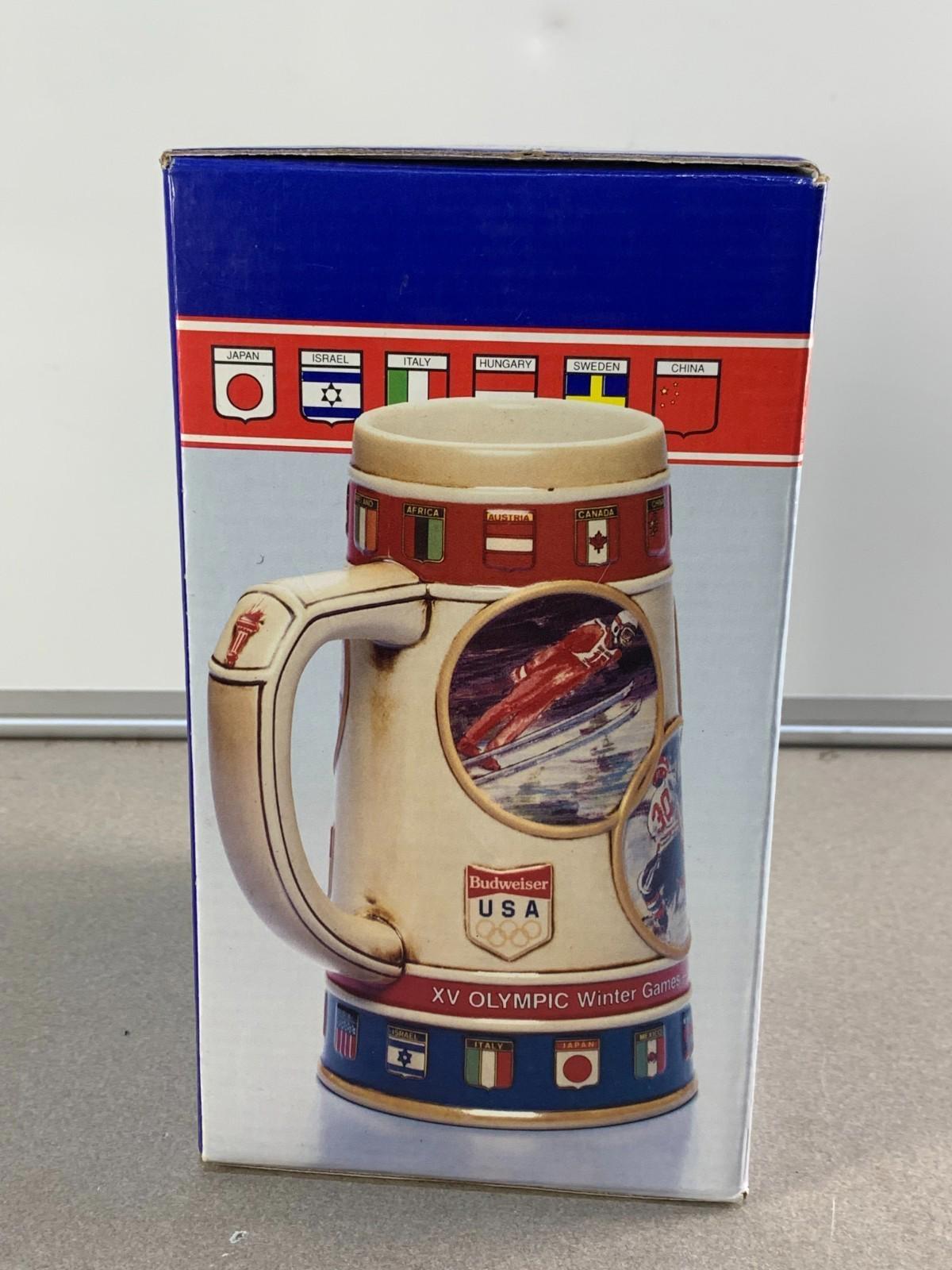Chope à bière Budweiser des Jeux olympiques d'hiver de Calgary 1988, neuve en boîte