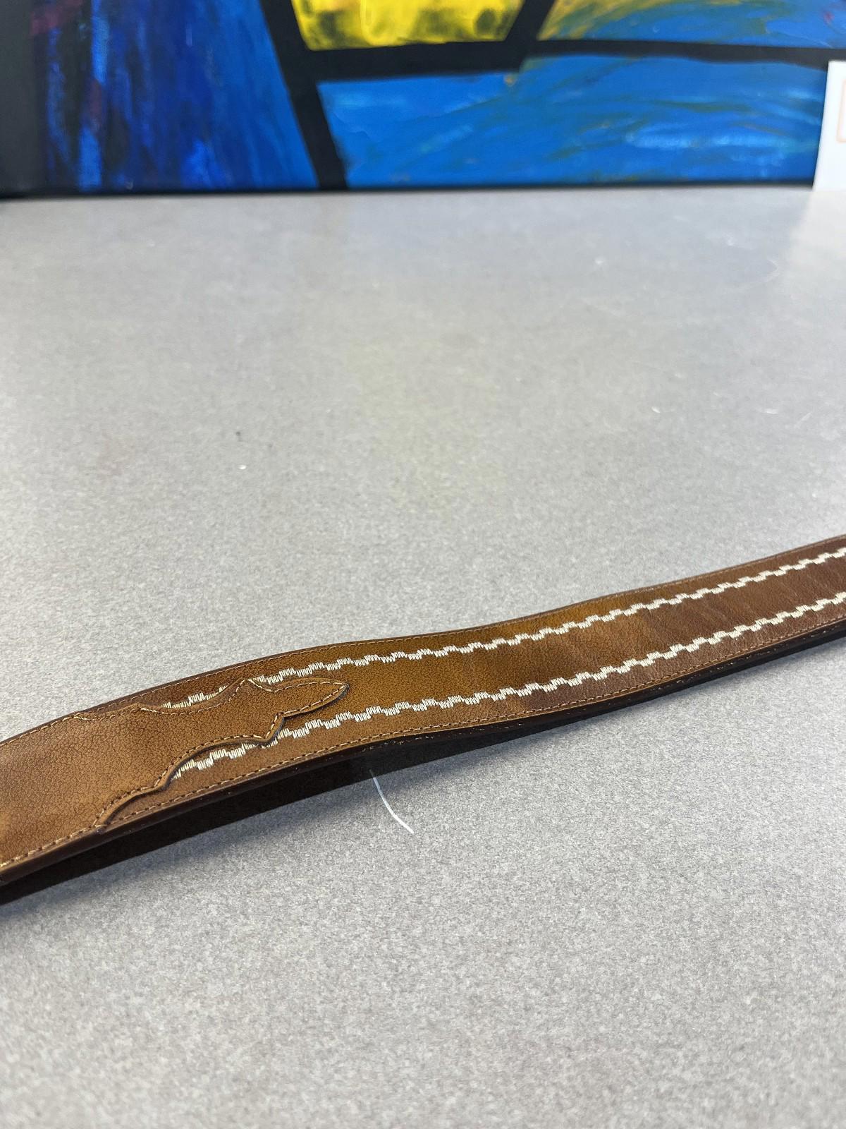 vintage brown leather belt by Justin made in the USA