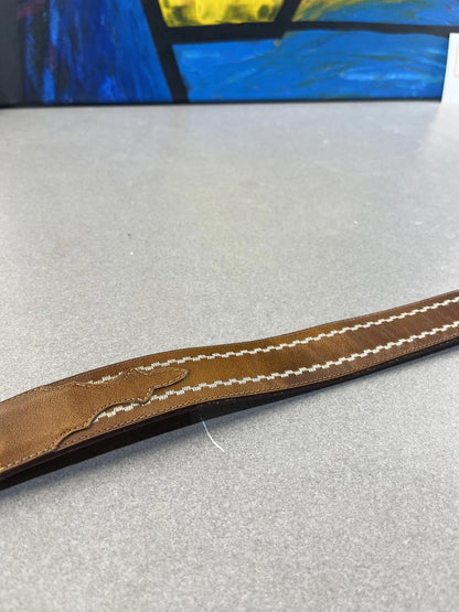 vintage brown leather belt by Justin made in the USA