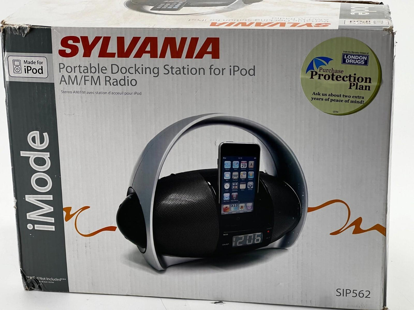 Sylvania iPod Clock Radio Alarm Black SIP220 Docking Station IMODE