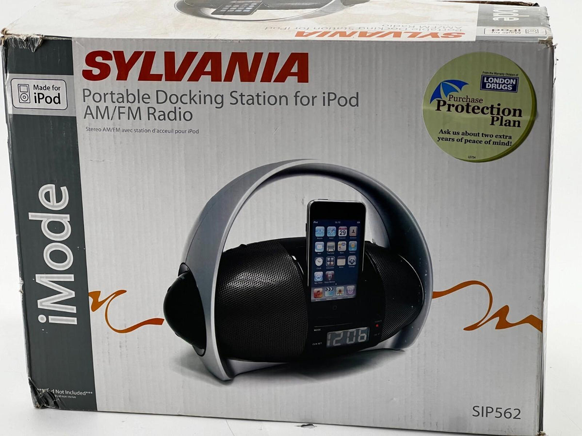 Sylvania iPod Clock Radio Alarm Black SIP220 Docking Station IMODE