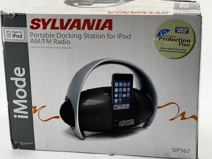 Sylvania iPod Clock Radio Alarm Black SIP220 Docking Station IMODE