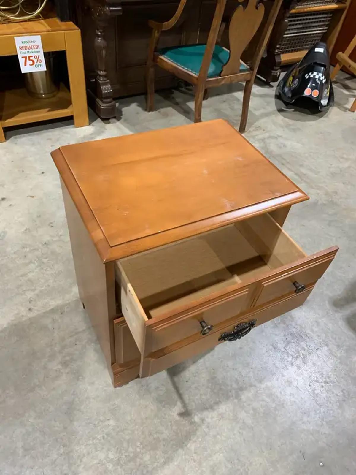 Wooden Night Table - 2 Drawers