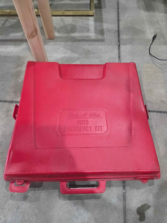 Vintage Auto Emergency Kit - Red Plastic Case