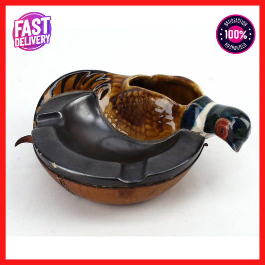 Vintage Longchamp Quail Ashtray - Leather Bottom, Made In France - Rare