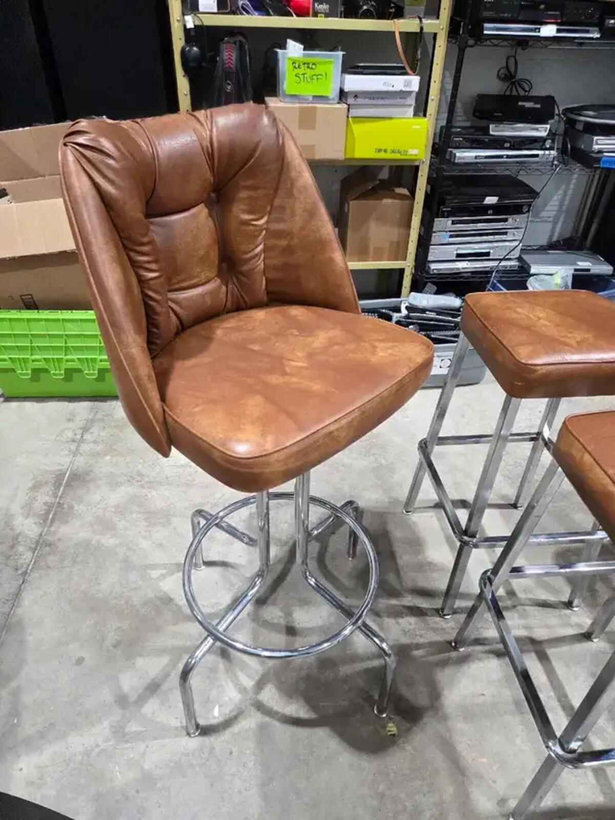 Vintage Style Vinyon + Chrome Bar Stools