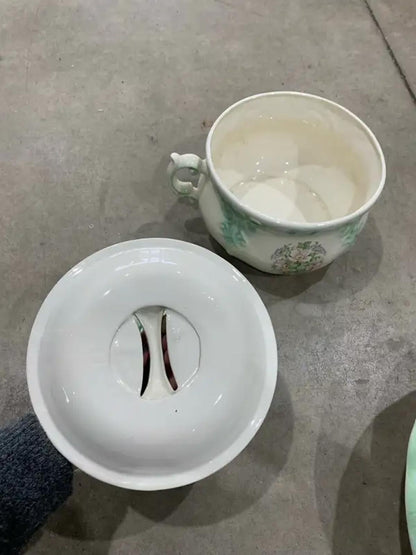 Pastel Green Antique Chamber Pot Set 3 piece