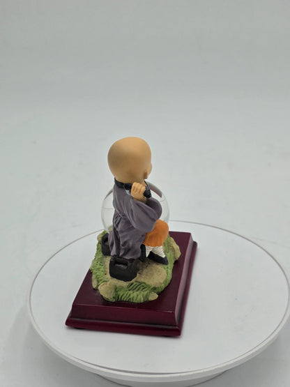 Shaolin Little Monk Kung Fu Boy Resin Figurine with Crystal Ball