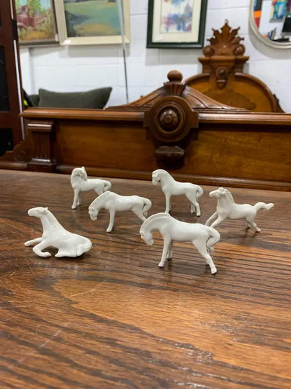 Small White Porcelain Horses set of 6
