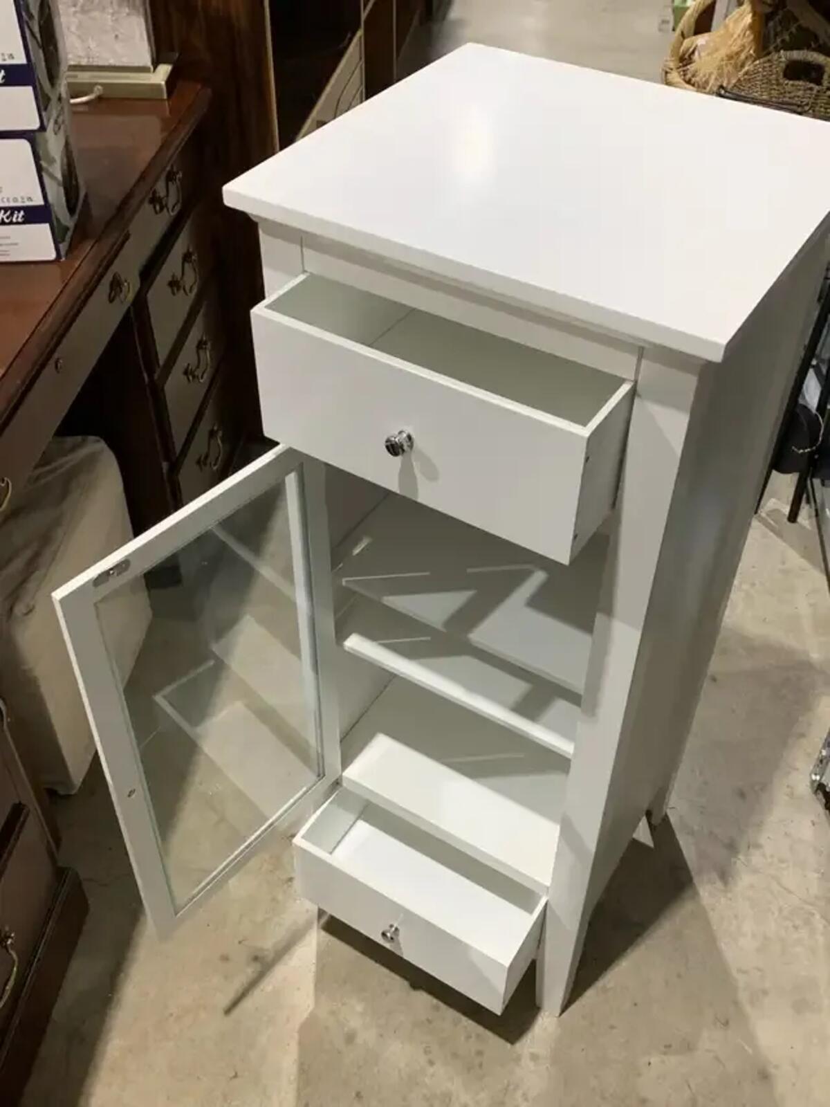 40” Tall White Bathroom Storage Unit