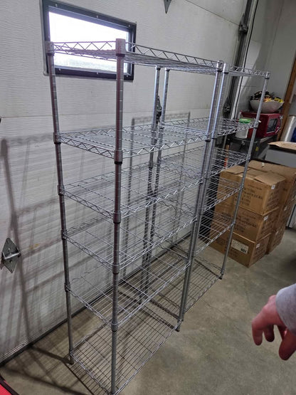 Metal Wire Shelving Units - 2 Available