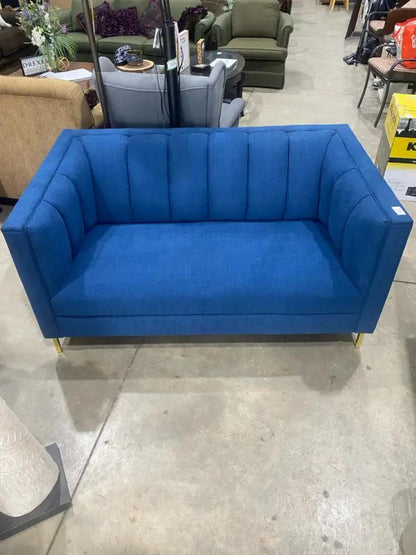 Blue Modern Fabric Sofa with Gold Legs