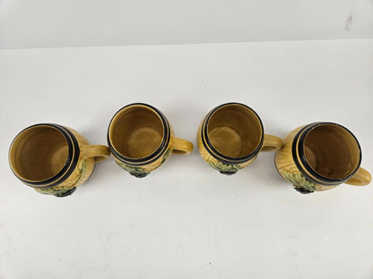 Vintage Kerangol Yellow Ceramic Mugs - Set of 4