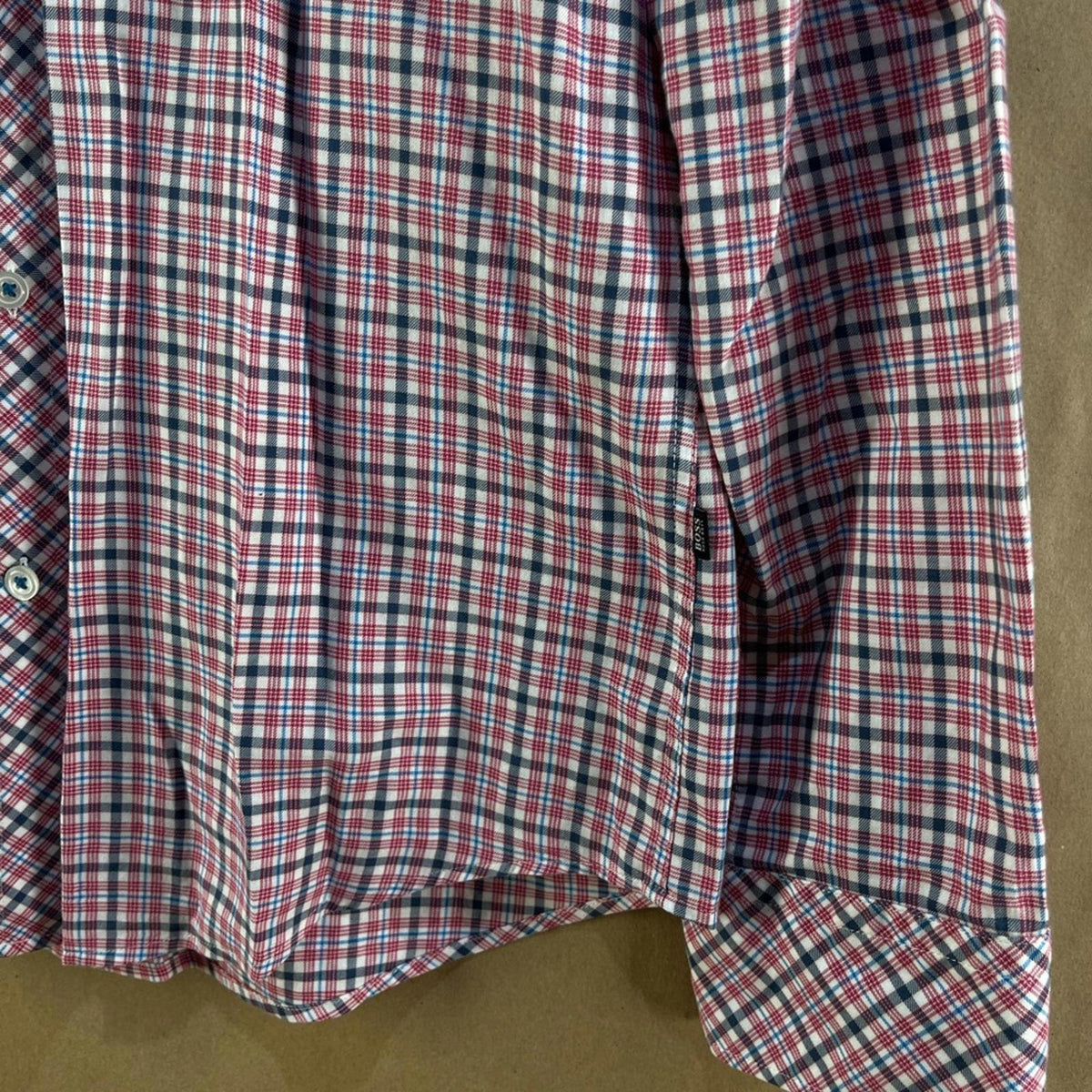 BOSS Men’s Purple Checkered Shirt (Size M)
