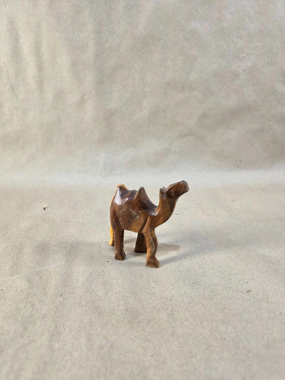 Vintage Egyptian Medium Wood Camel Hand Carved Animal Figurine 4" X 3"