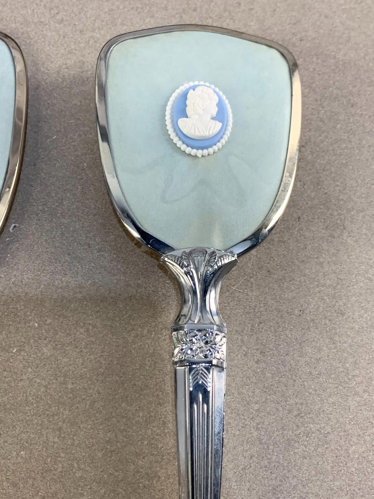 Antique Ladies hair Brush Set With Mirror & Brush, Silver
