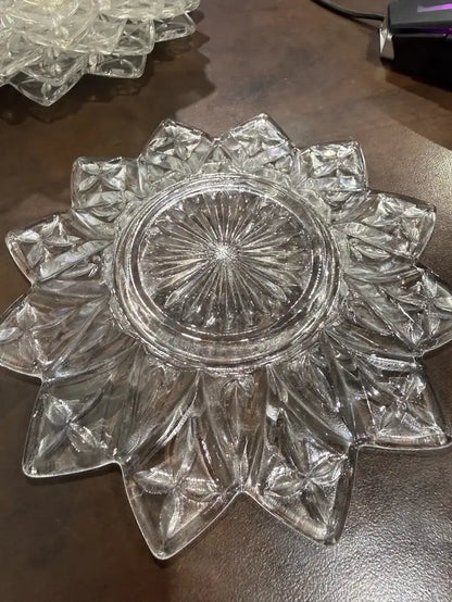 Crystal Glass Star Flower Saucer Dishes