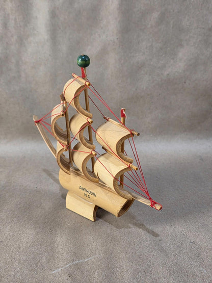 Vintage Bamboo Made Sail Boat Box Fluyt Ship - DARTMOUTH N. S.
