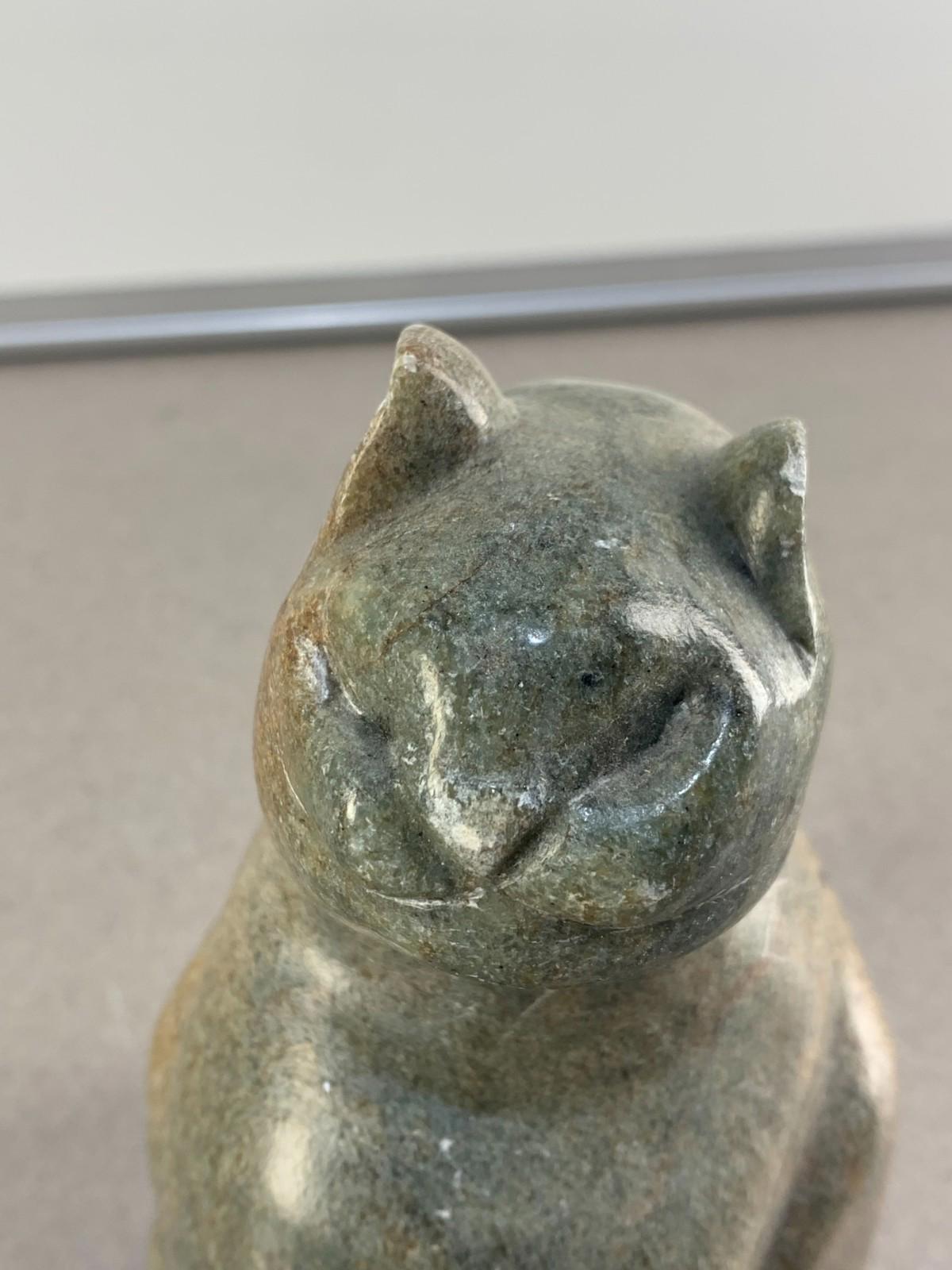 Hand carved Stone Cat Figurine in Soapstone