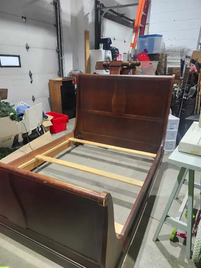 Wooden Sleigh Bed Frame - Queen