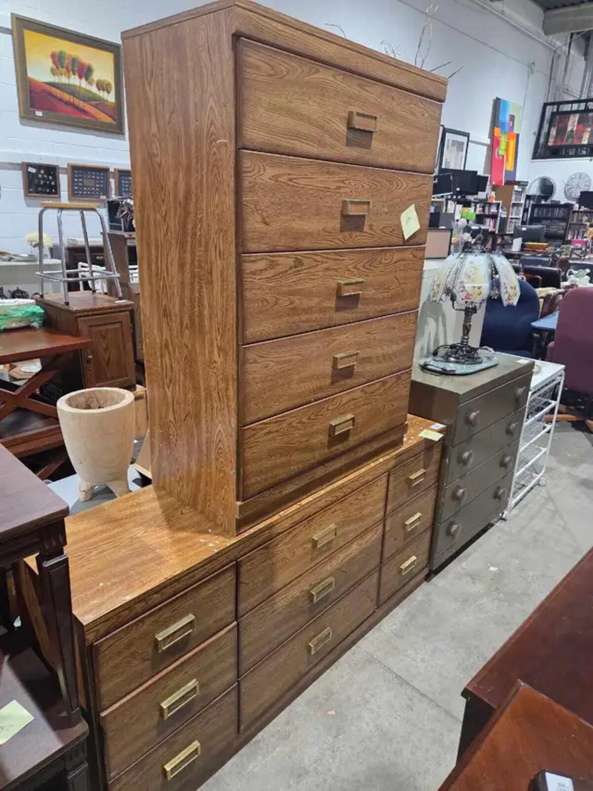 Oak Effect Dresser Set