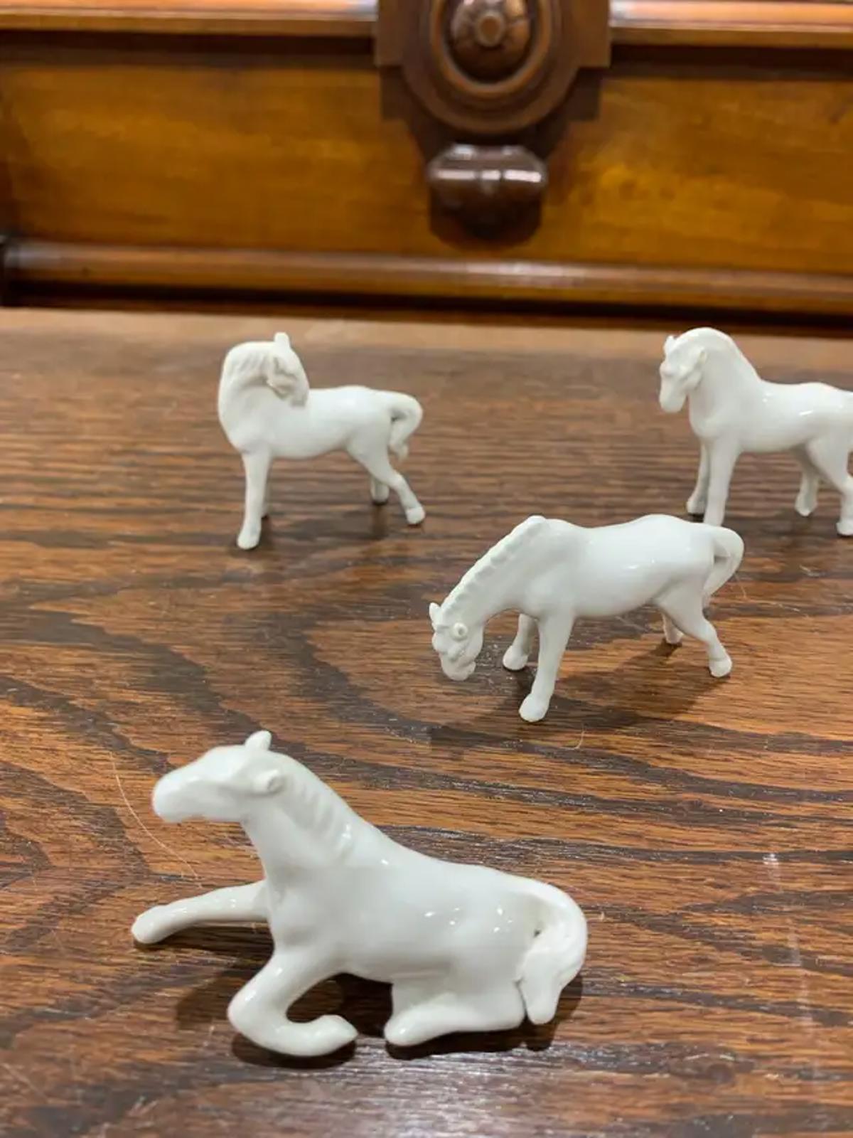Small White Porcelain Horses set of 6